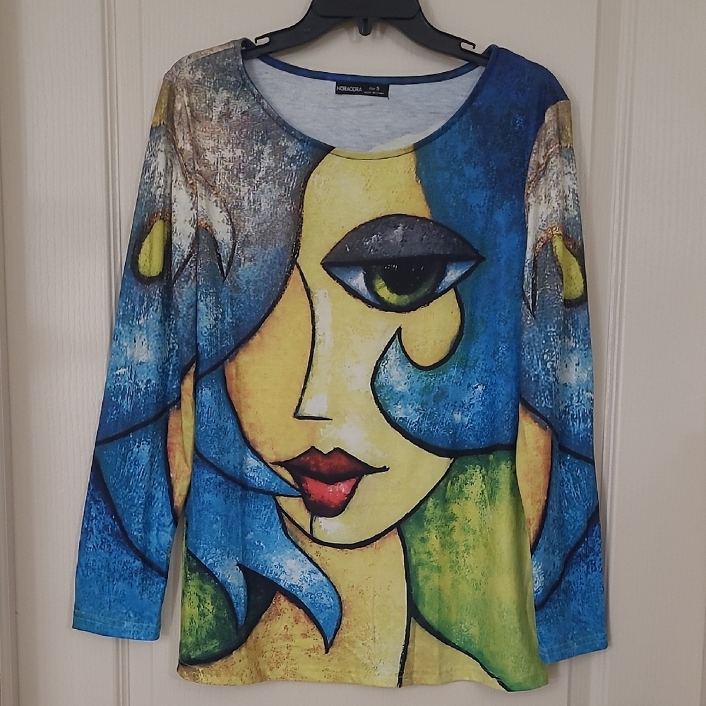 NORACORA Abstract Art Long Sleeve Top Size Small